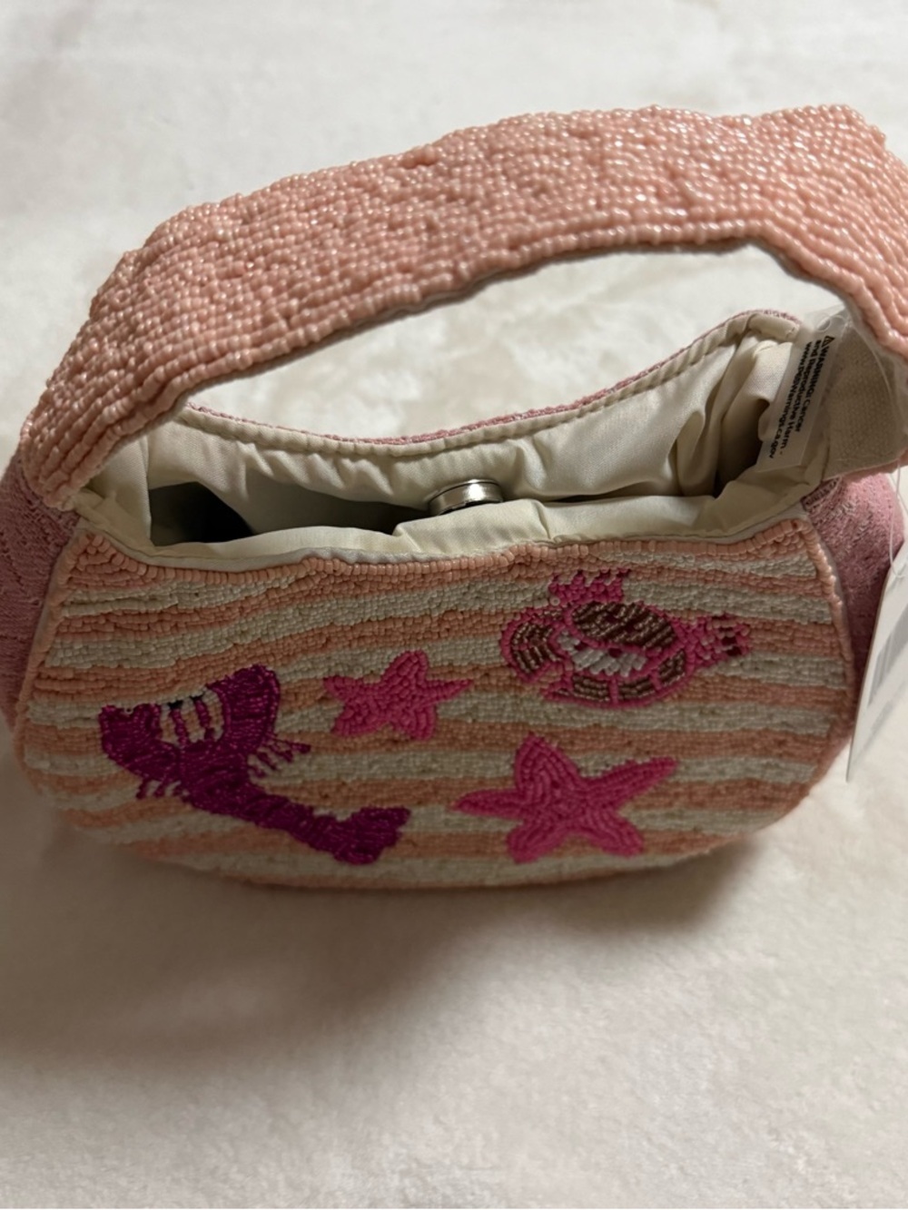 LULU pink beaded bag with lobster and stars - Picture 3 of 6